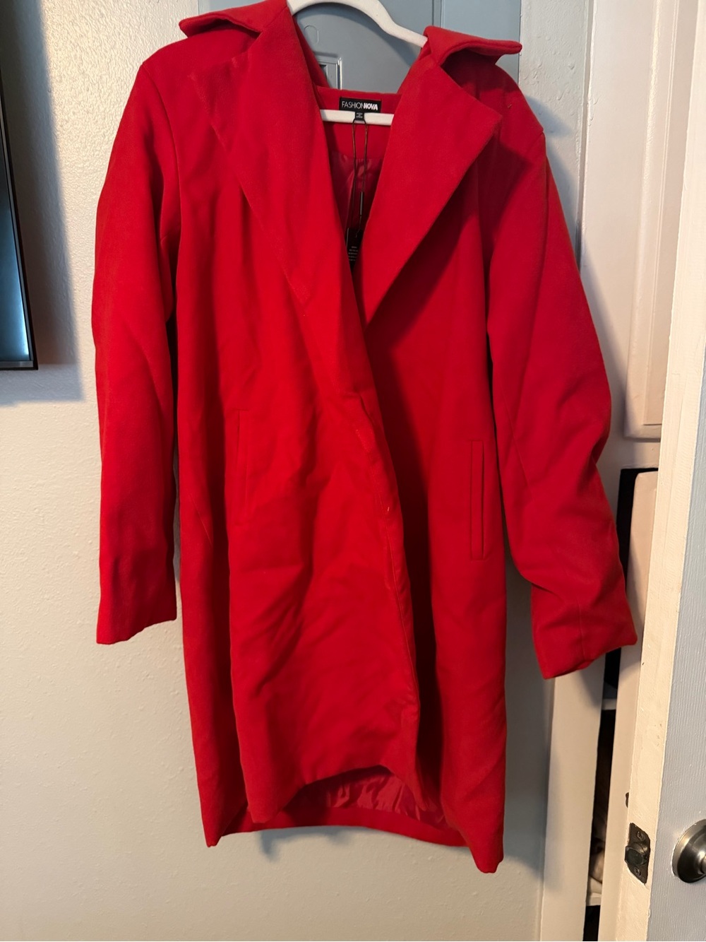 Fashion Nova Red Hooded Trench Coat